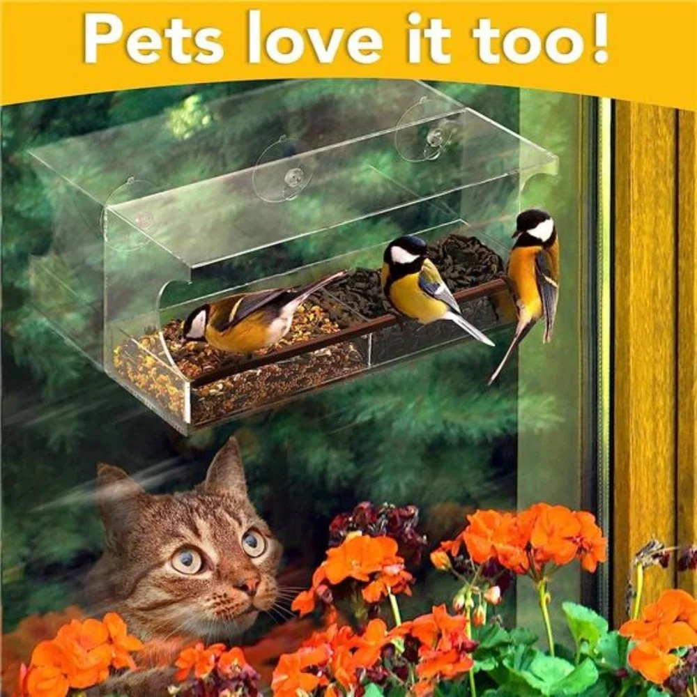 Window Bird Feeder with Strong Suction Cups,Clear Window Bird Feeder for Outside